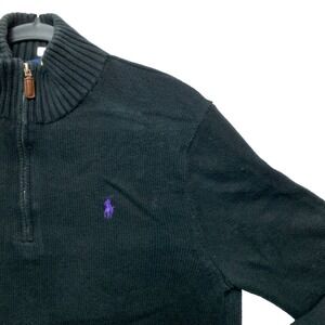 Vintage Polo Ralph Lauren Sweater Mens Medium Black Purple Pony Pullover Knit